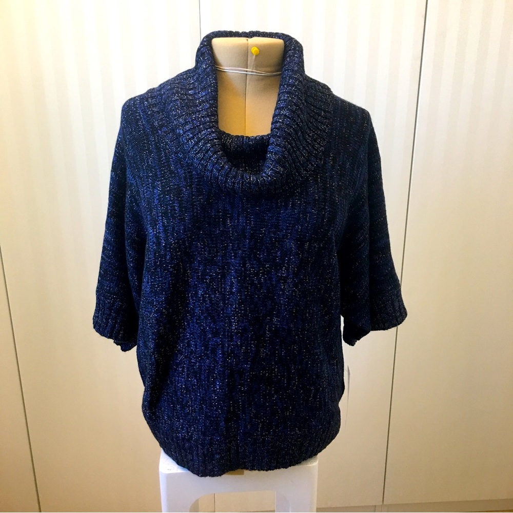 NWT Notations blue metallic fleck sweater Size XL